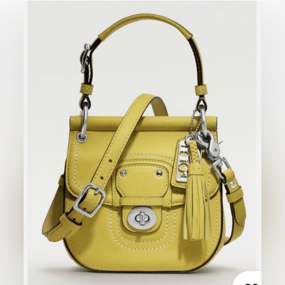 Coach Legacy Mini Willis Yellow Leather Top Handle Satchel Crossbody Bag